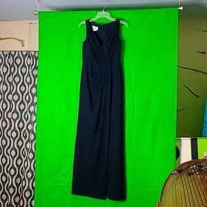 Jenny Packham Midnight Blue Sleeveless Crepe V-Neck Gown Women's Size 6 R